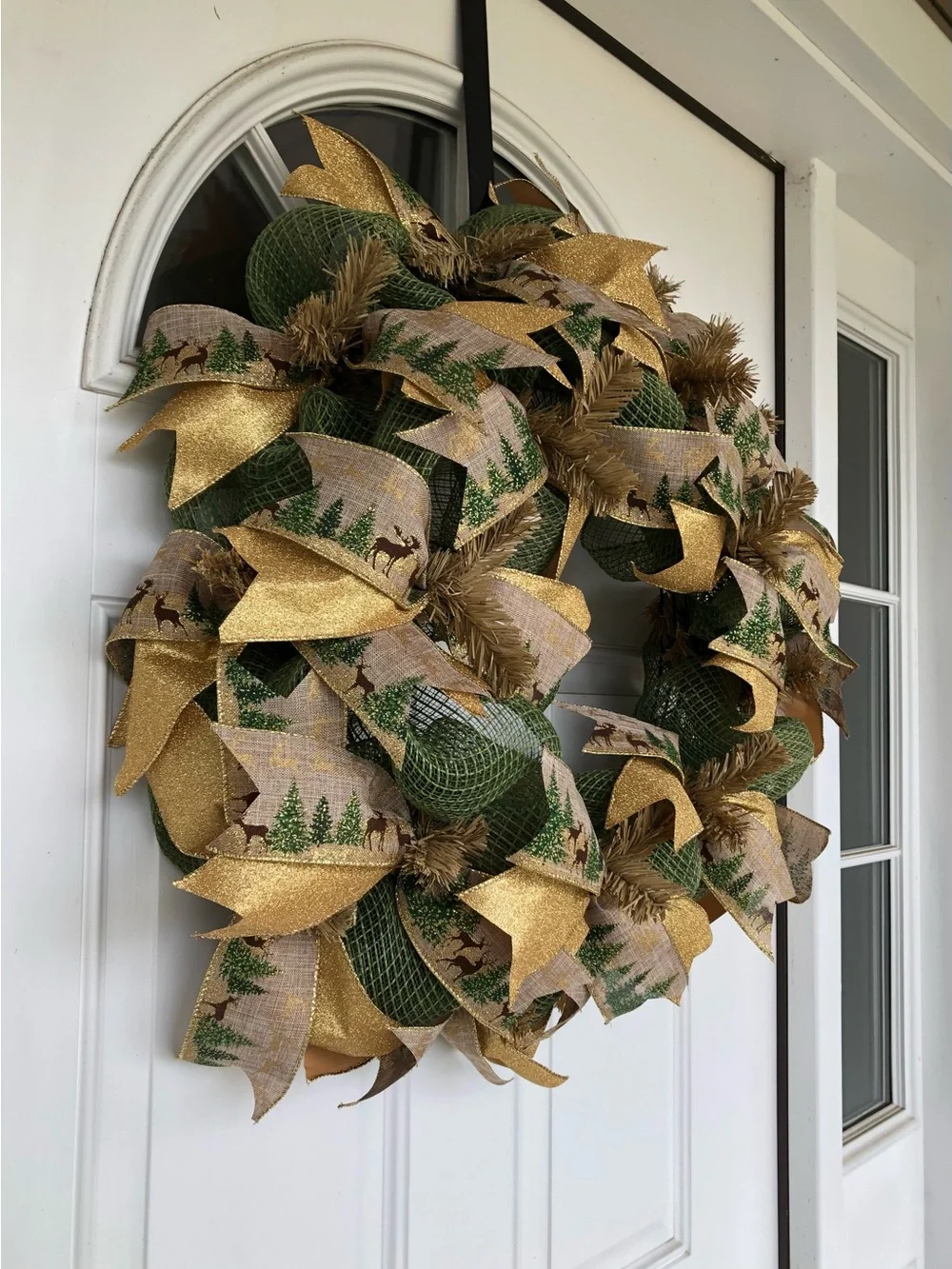 Handmade Festive Gold and Green Holiday Wreath